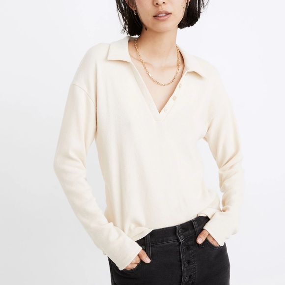 Madewell Plush Ribbed Polo Shirt - Picture 1 of 6